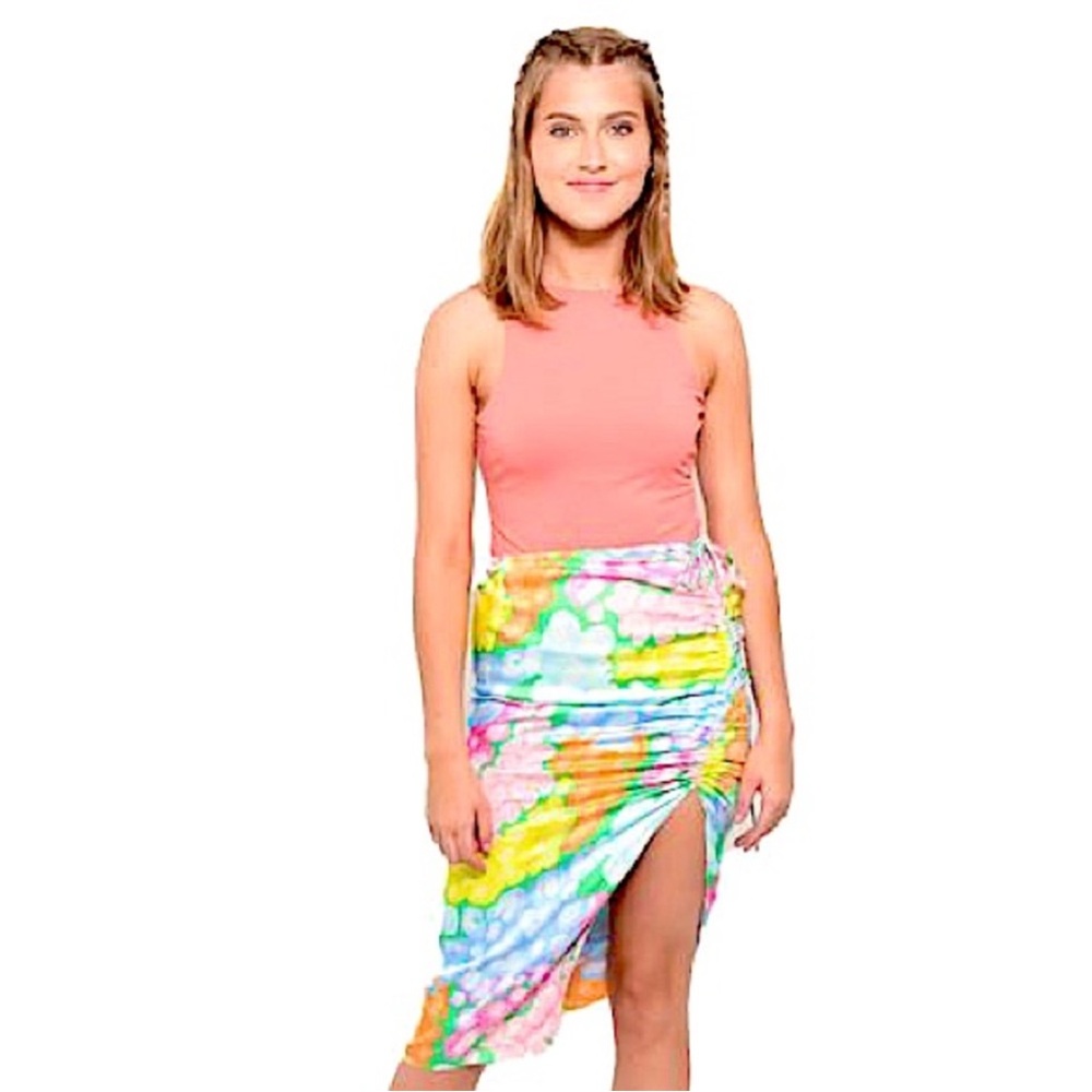 Emily McCarthy Colorful Floral Asymmetrical Skirt